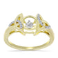 Inel din Argint 925 Placat cu Aur ( 3.78 grame ) cu Diamant Alb și Topaz Alb 0.1 Carate