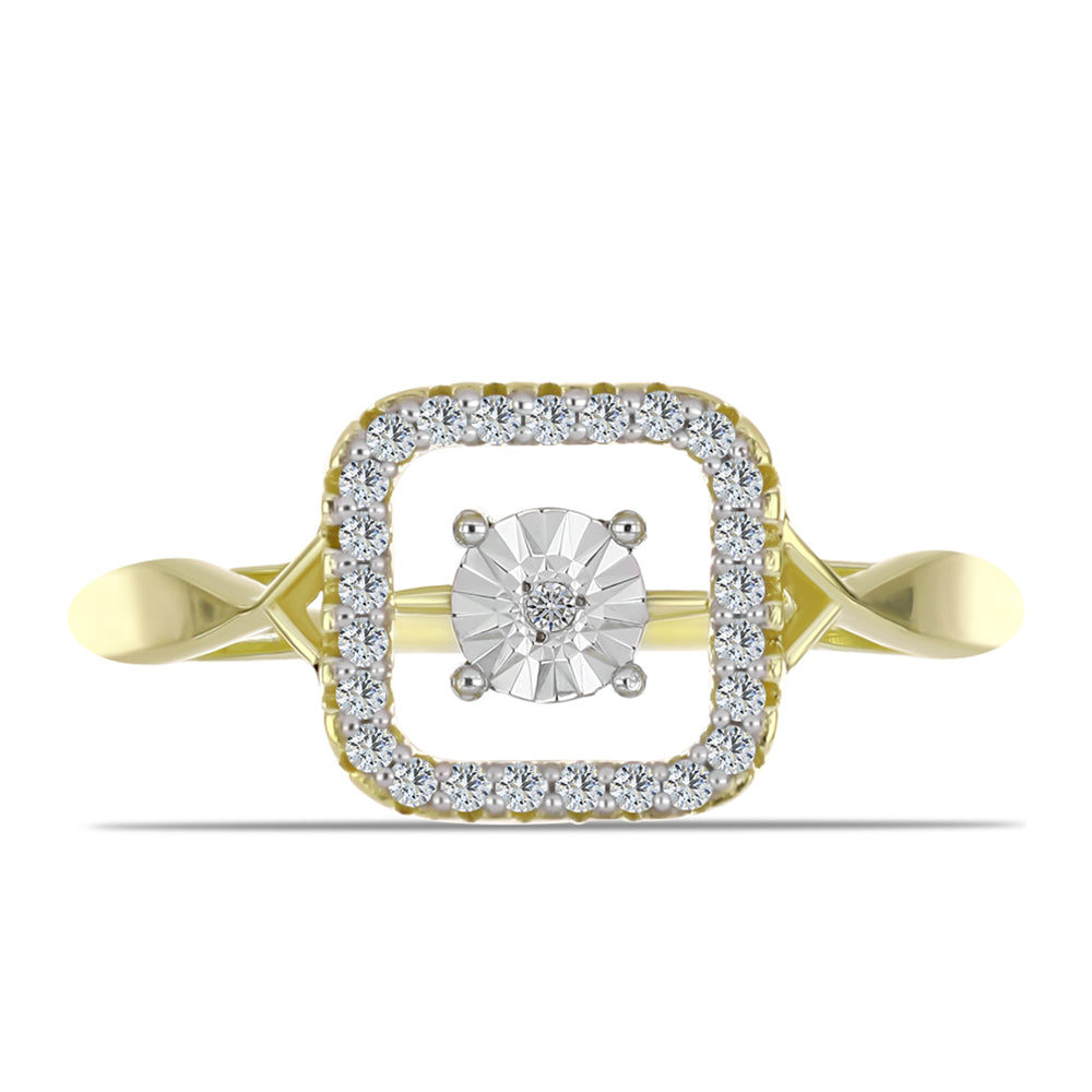 Inel din Argint 925 Placat cu Aur ( 4 grame ) cu Diamant Alb și Topaz Alb 0.23 Carate 1 