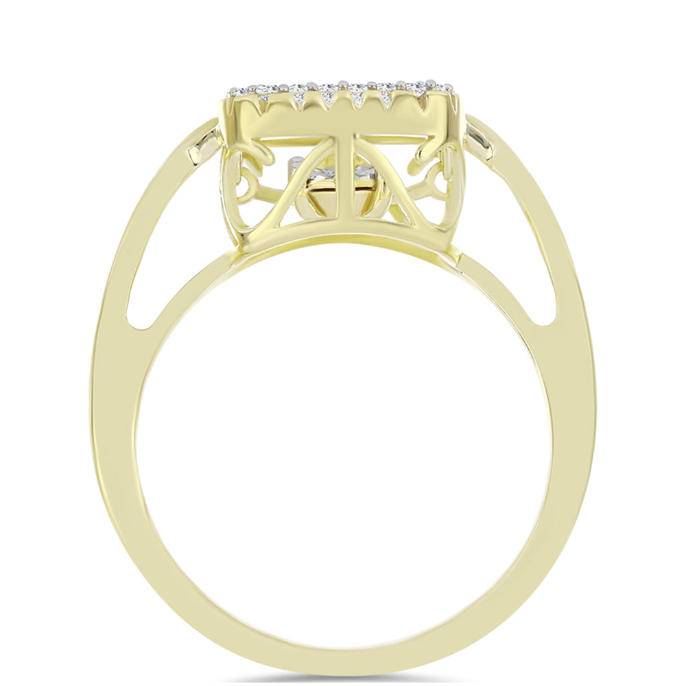 Inel din Argint 925 Placat cu Aur ( 4 grame ) cu Diamant Alb și Topaz Alb 0.23 Carate 2 