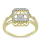 Inel din Argint 925 Placat cu Aur ( 4 grame ) cu Diamant Alb și Topaz Alb 0.23 Carate