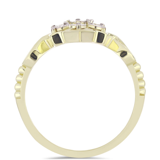 Inel din Argint 925 Placat cu Aur ( 3.24 grame ) cu Diamant Alb 0.04 Carate