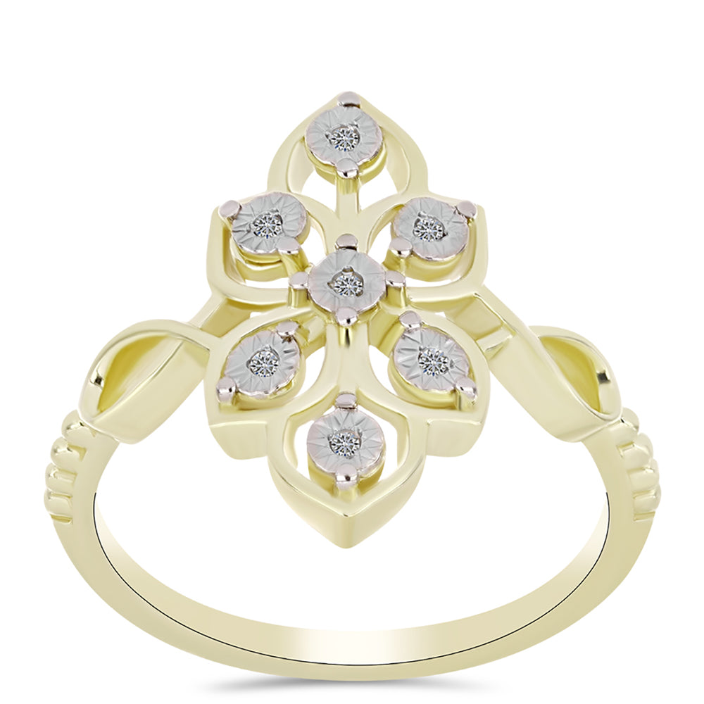 Inel din Argint 925 Placat cu Aur ( 3.24 grame ) cu Diamant Alb 0.04 Carate