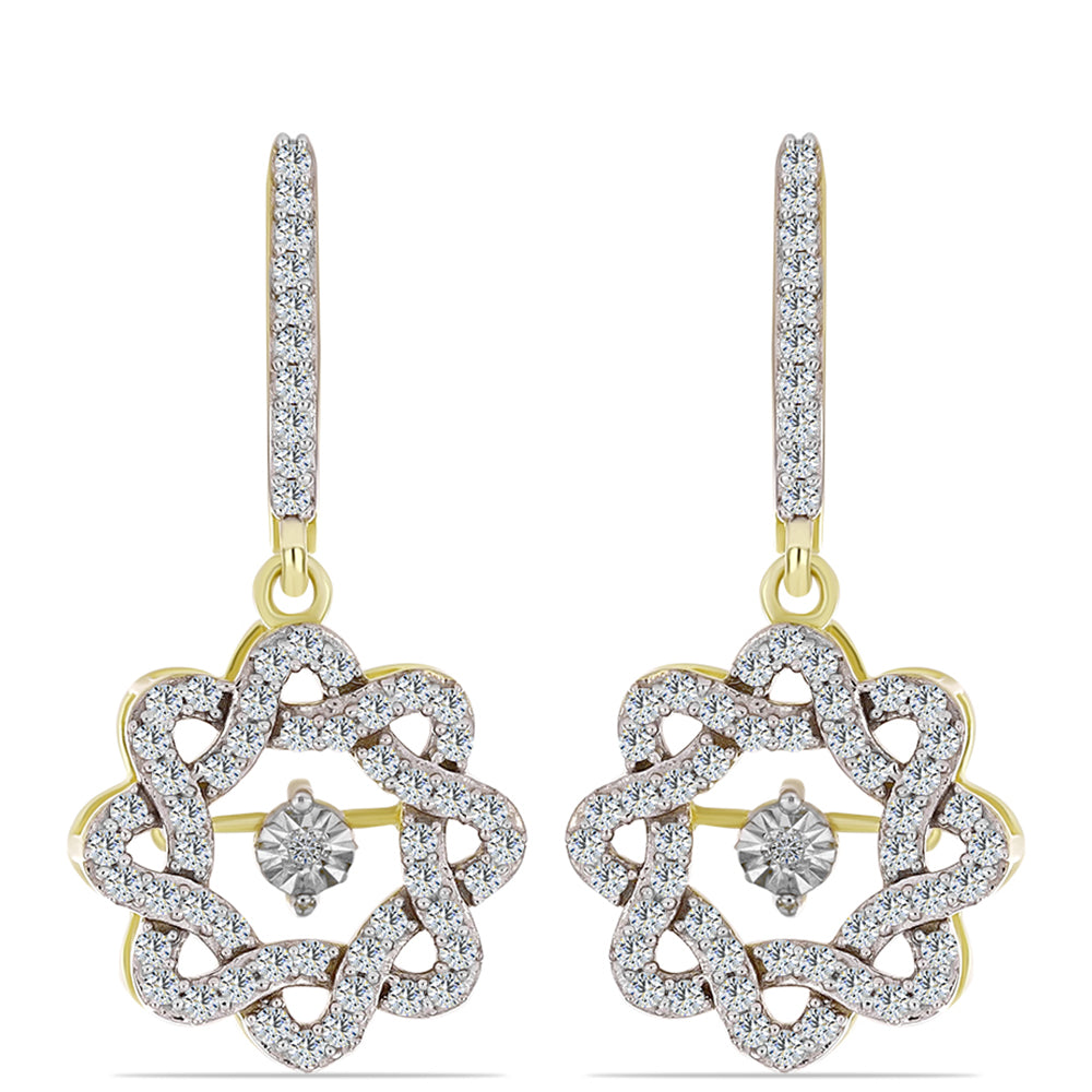 Cercei din Argint 925 Placat cu Aur ( 5.54 grame ) cu Diamant Alb și Topaz Alb 1.06 Carate 1 