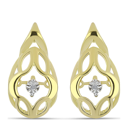 Cercei din Argint 925 Placat cu Aur ( 4.91 grame ) cu Diamant Alb 0.01 Carate
