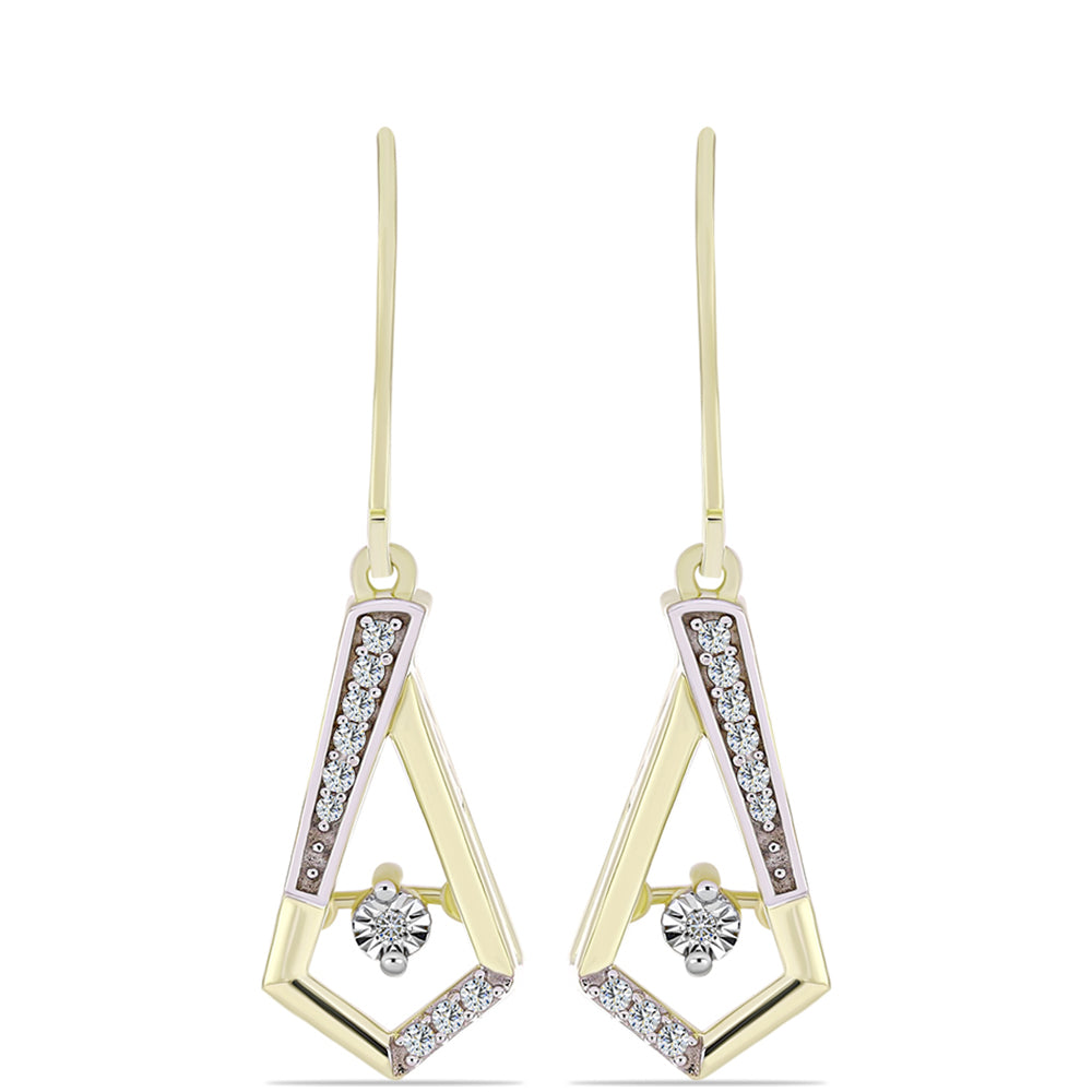 Cercei din Argint 925 Placat cu Aur ( 3.77 grame ) cu Diamant Alb și Topaz Alb 0.17 Carate