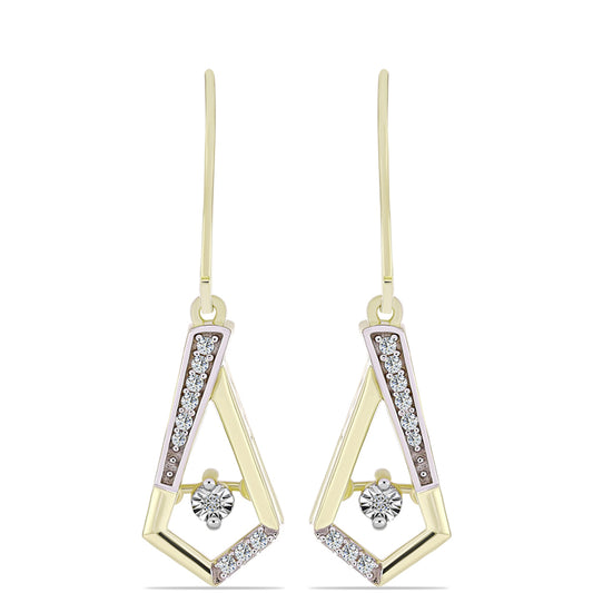 Cercei din Argint 925 Placat cu Aur ( 3.77 grame ) cu Diamant Alb și Topaz Alb 0.17 Carate