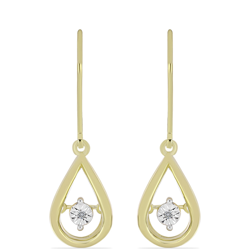 Cercei din Argint 925 Placat cu Aur ( 3.64 grame ) cu Diamant Alb 0.01 Carate 1 