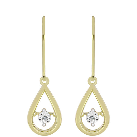 Cercei din Argint 925 Placat cu Aur ( 3.64 grame ) cu Diamant Alb 0.01 Carate
