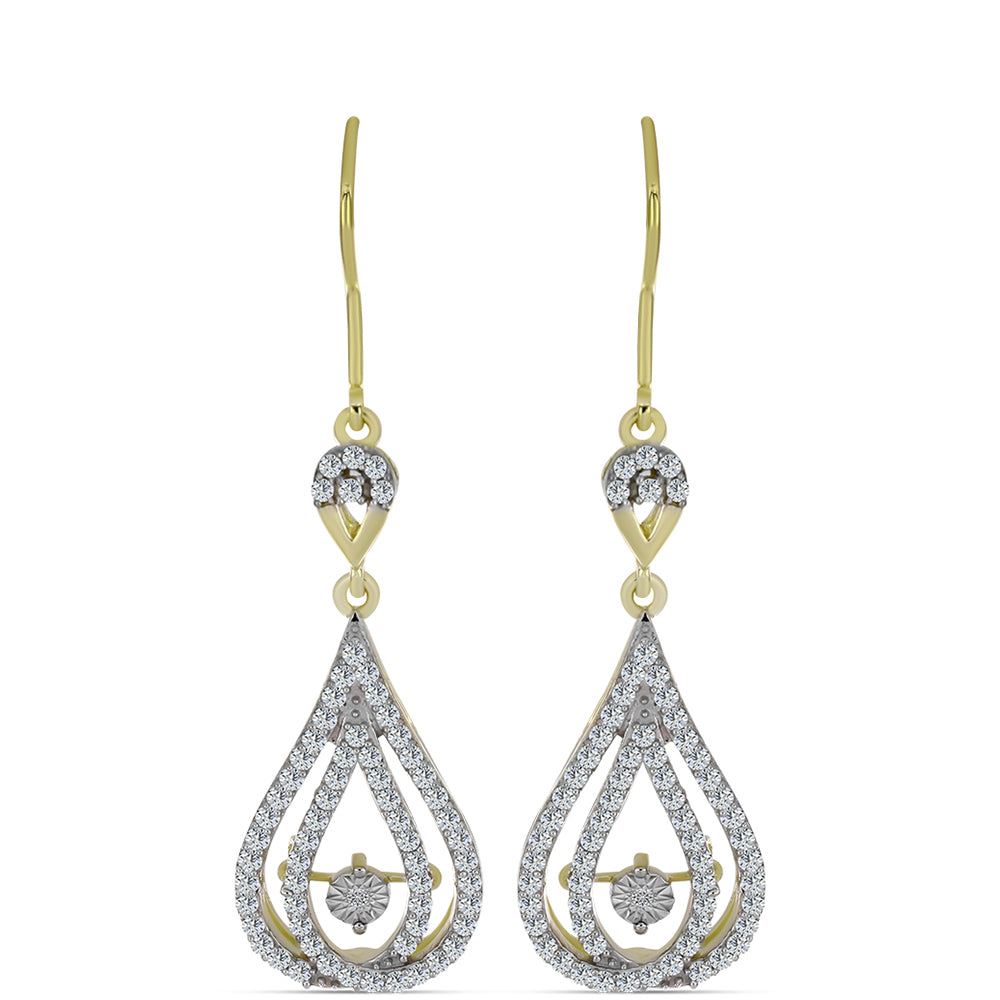 Cercei din Argint 925 Placat cu Aur ( 4.17 grame ) cu Diamant Alb și Topaz Alb 1.17 Carate 1 