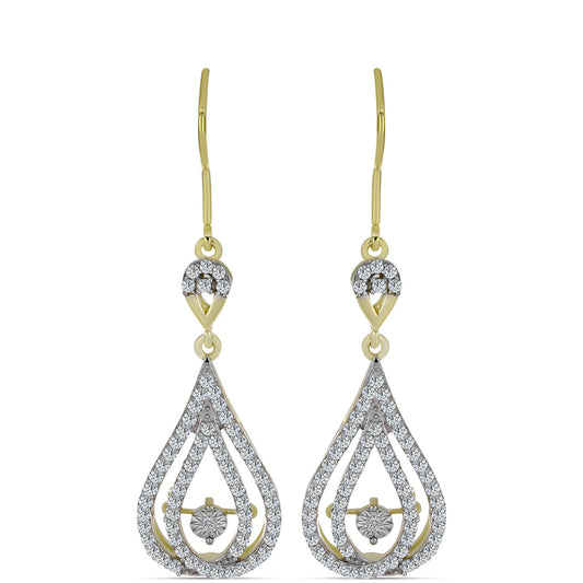 Cercei din Argint 925 Placat cu Aur ( 4.17 grame ) cu Diamant Alb și Topaz Alb 1.17 Carate