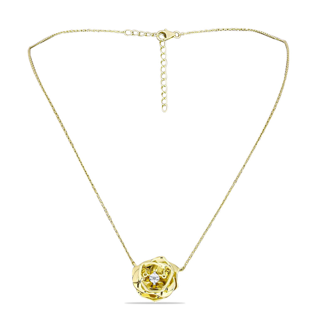 Colier din Argint 925 Placat cu Aur ( 6.83 grame ) cu Diamant Alb 0.01 Carate 1 