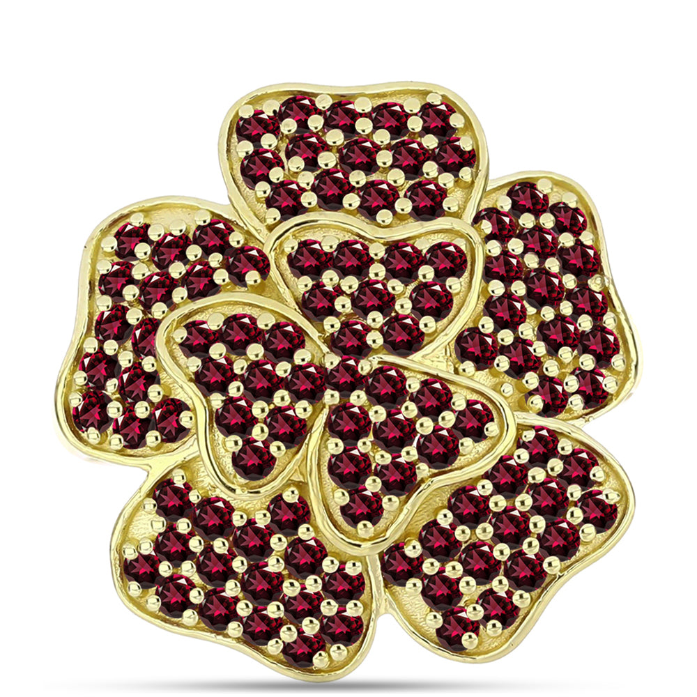 Inel din Argint 925 Placat cu Aur ( 7 grame ) cu Granat Rodolit 1.95 Carate 1 
