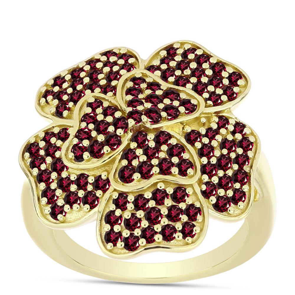Inel din Argint 925 Placat cu Aur ( 7 grame ) cu Granat Rodolit 1.95 Carate 3 