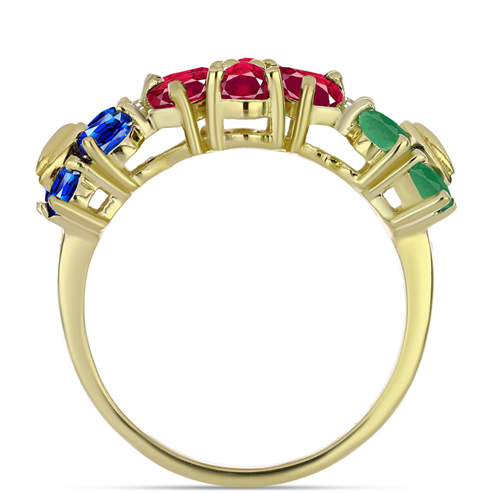 Inel din Argint 925 Placat cu Aur ( 3.57 grame ) cu Rubin Malagasy și Safir Albastru Australian 3.1 Carate 3 