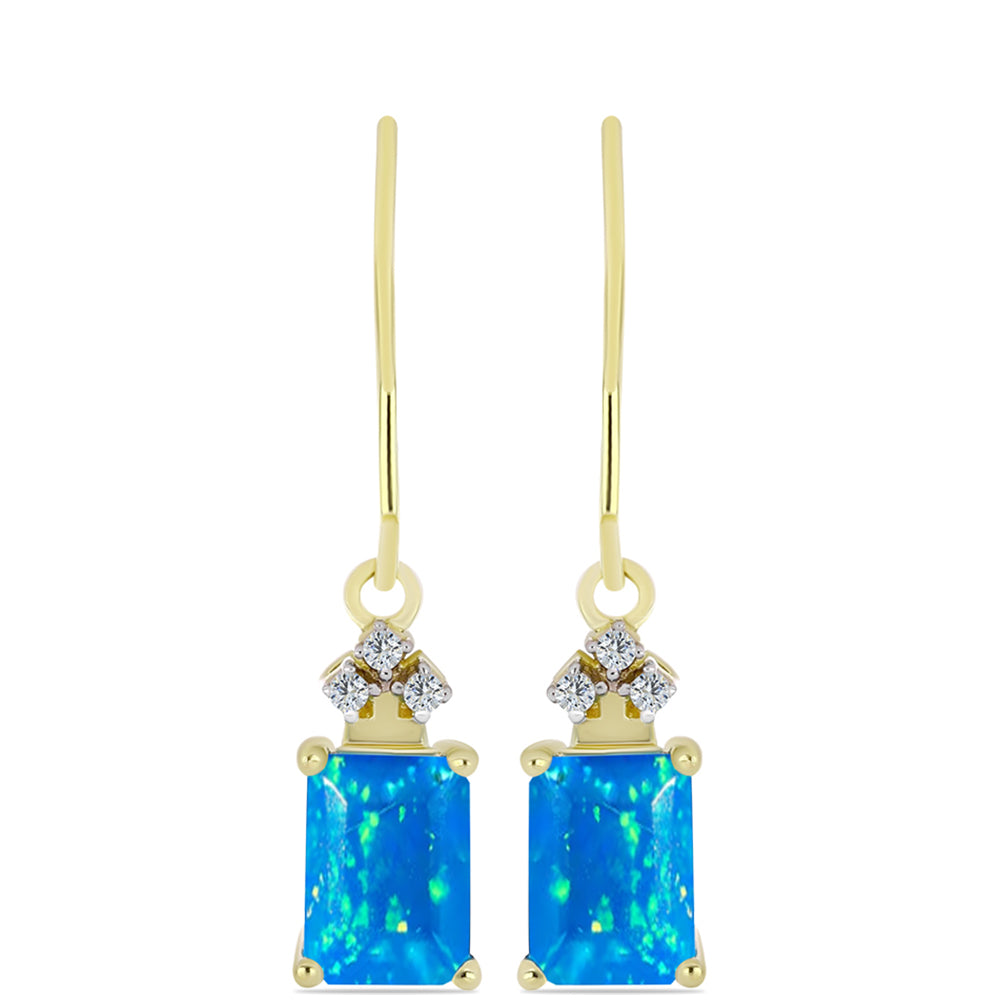 Cercei din Argint 925 Placat cu Aur ( 1.86 grame ) cu Opal Etiopian ”Paradis” și Topaz Alb 1.22 Carate