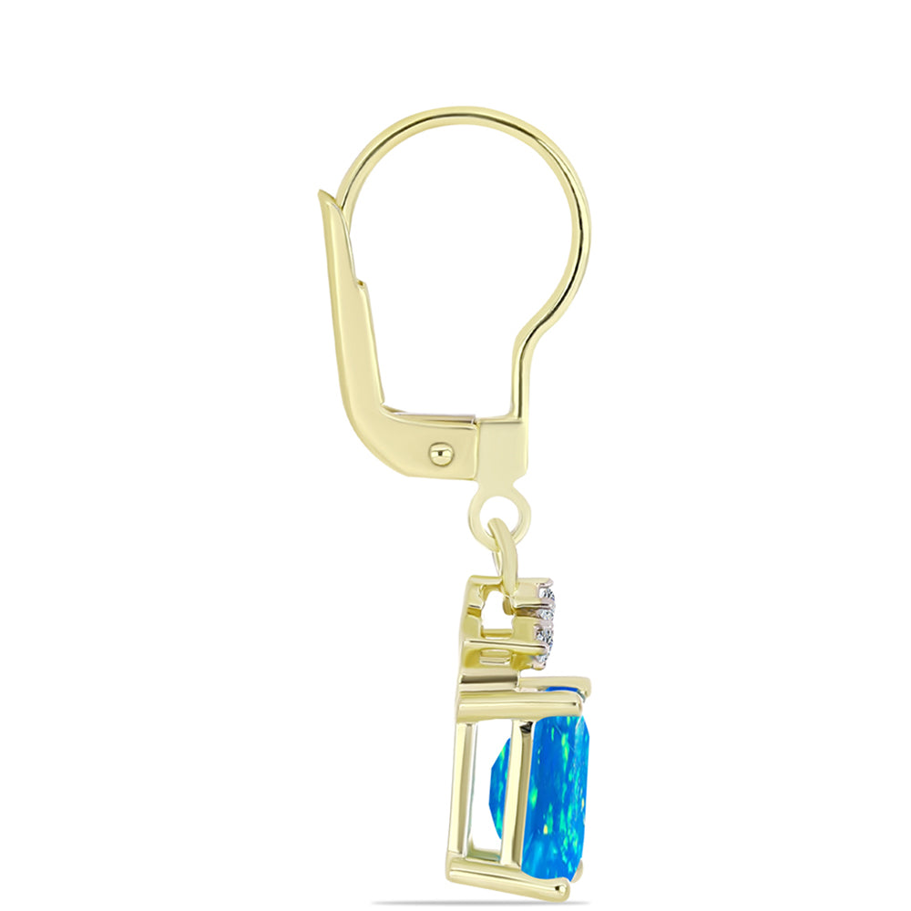 Cercei din Argint 925 Placat cu Aur ( 1.86 grame ) cu Opal Etiopian ”Paradis” și Topaz Alb 1.22 Carate 2 
