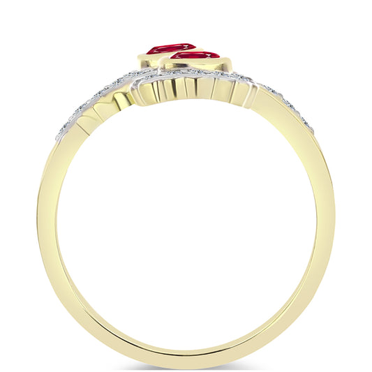 Inel din Argint 925 Placat cu Aur ( 4.12 grame ) cu Rubin Malagasy și Topaz Alb 1.62 Carate