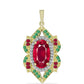 Pandantiv din Argint 925 Placat cu Aur ( 3.96 grame ) cu Rubin Malagasy și Smarald Brazilian 7.05 Carate