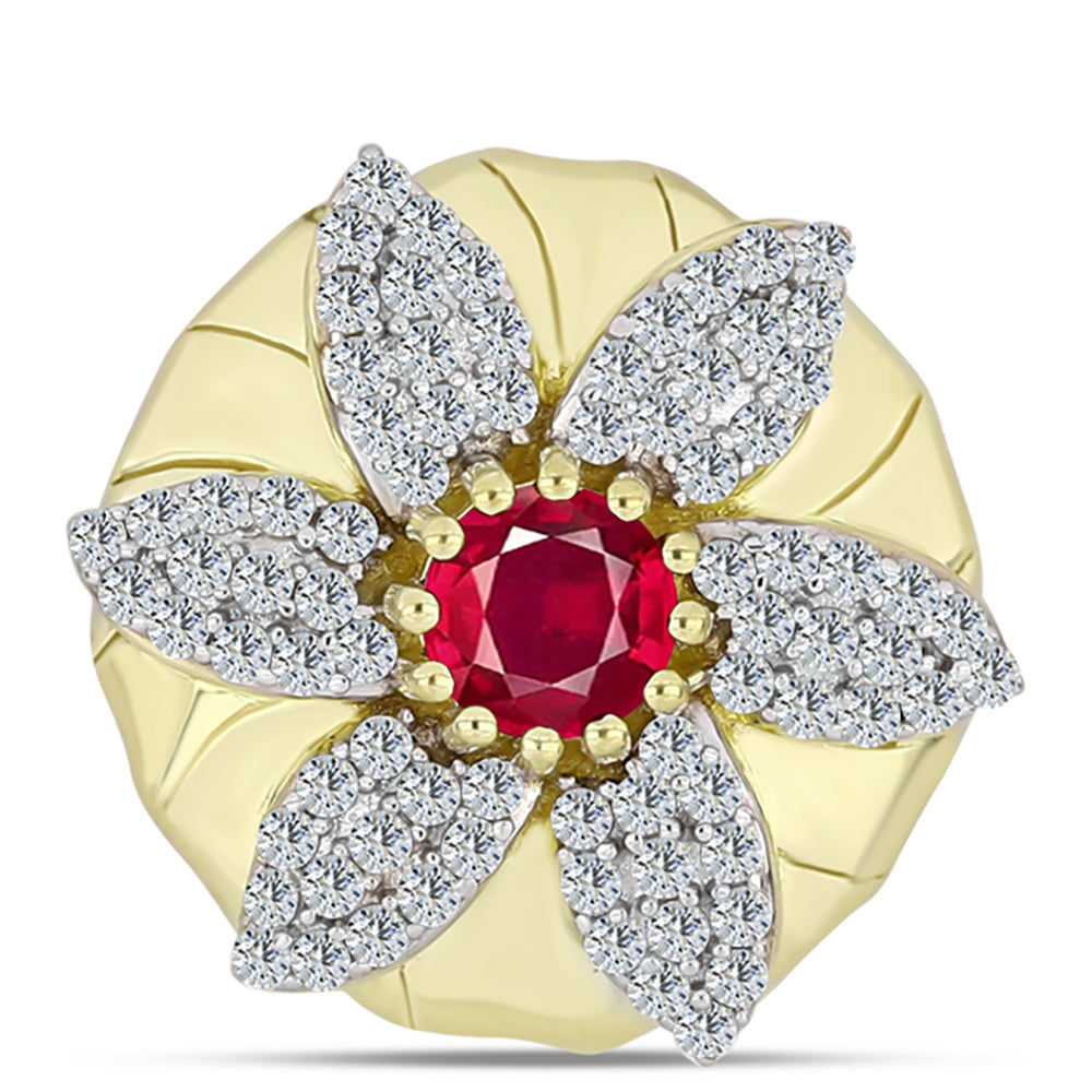 Pandantiv din Argint 925 Placat cu Aur ( 4.49 grame ) cu Rubin Malagasy și Topaz Alb 1.4 Carate