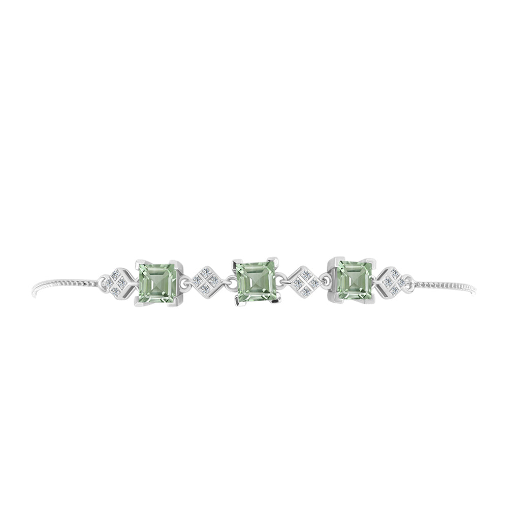 Brățară din Argint 925 ( 4.74 grame ) cu Ametist Verde și Topaz Alb 2.98 Carate 2 