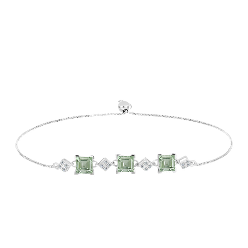 Brățară din Argint 925 ( 4.74 grame ) cu Ametist Verde și Topaz Alb 2.98 Carate 1 