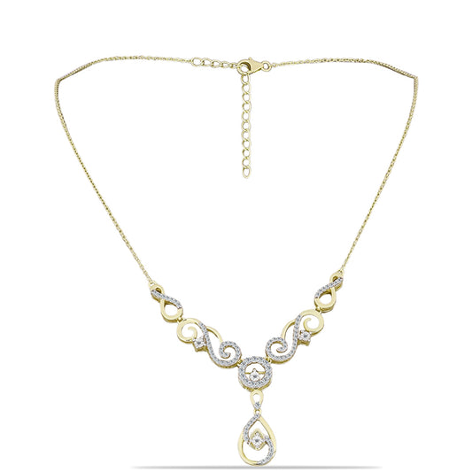 Colier din Argint 925 Placat cu Aur ( 8.07 grame ) cu Diamant Alb și Topaz Alb 0.96 Carate