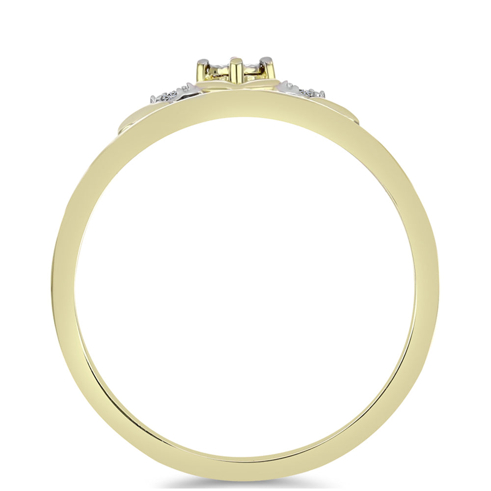 Inel din Argint 925 Placat cu Aur ( 2.35 grame ) cu Diamant Alb 0.03 Carate 2 