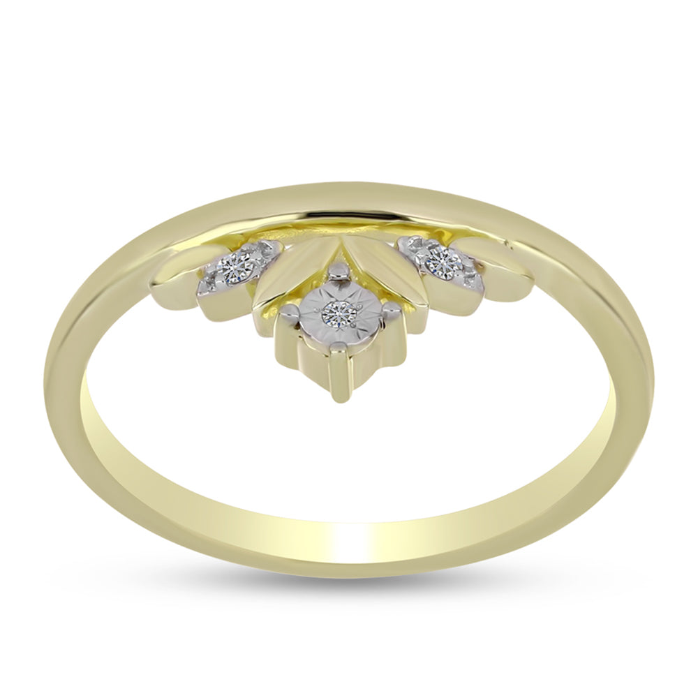Inel din Argint 925 Placat cu Aur ( 2.35 grame ) cu Diamant Alb 0.03 Carate