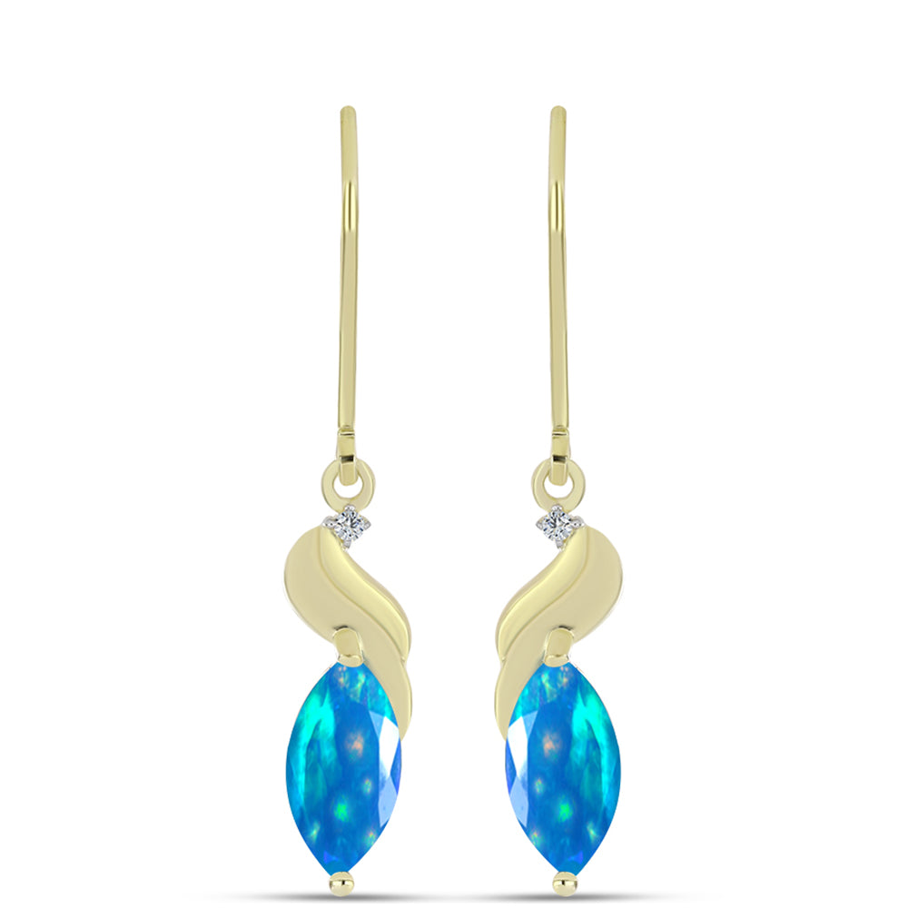 Cercei din Argint 925 Placat cu Aur ( 2.25 grame ) cu Opal Etiopian ”Paradis” și Topaz Alb 1.24 Carate 1 