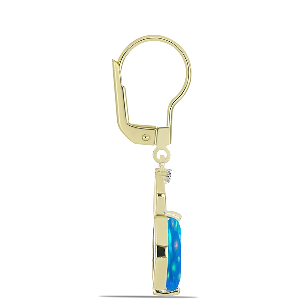 Cercei din Argint 925 Placat cu Aur ( 2.25 grame ) cu Opal Etiopian ”Paradis” și Topaz Alb 1.24 Carate 2 