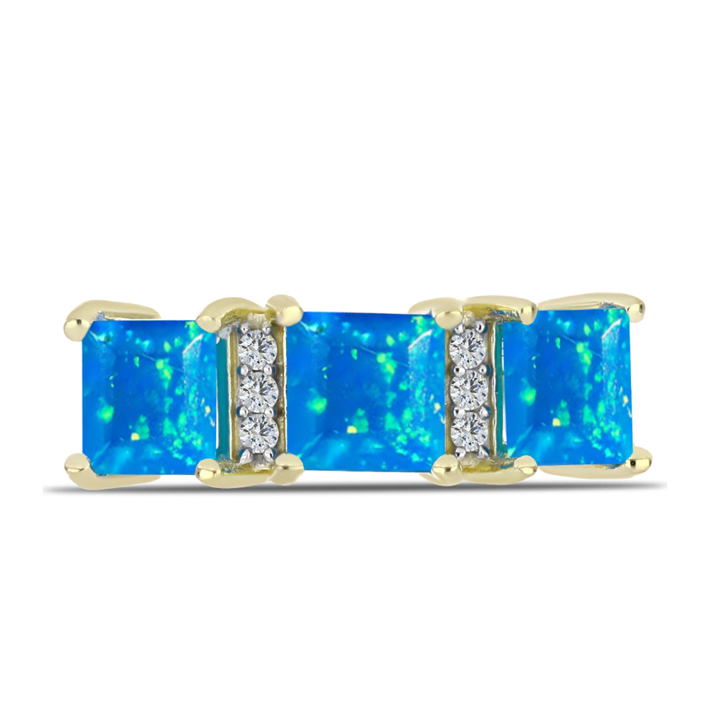Inel din Argint 925 Placat cu Aur ( 3 grame ) cu Opal Etiopian ”Paradis” și Topaz Alb 2.09 Carate 1 