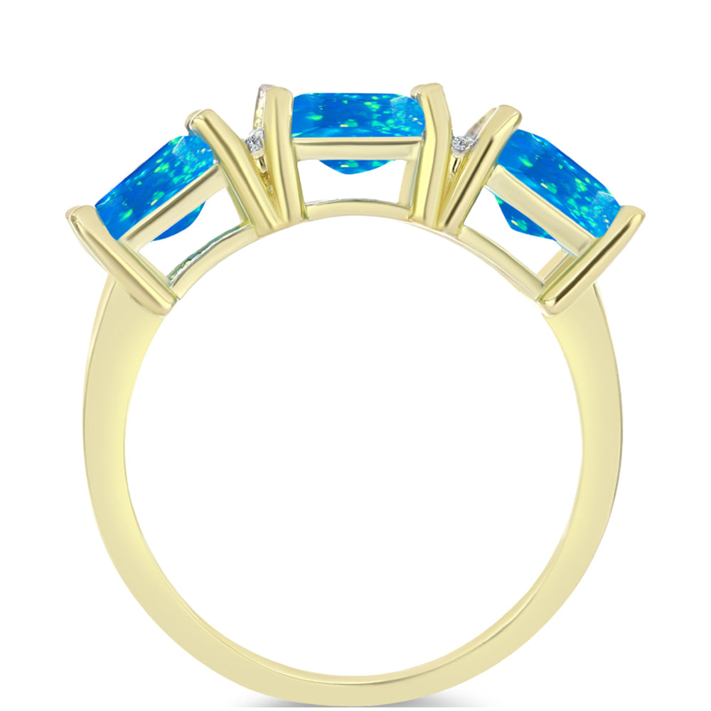 Inel din Argint 925 Placat cu Aur ( 3 grame ) cu Opal Etiopian ”Paradis” și Topaz Alb 2.09 Carate 2 
