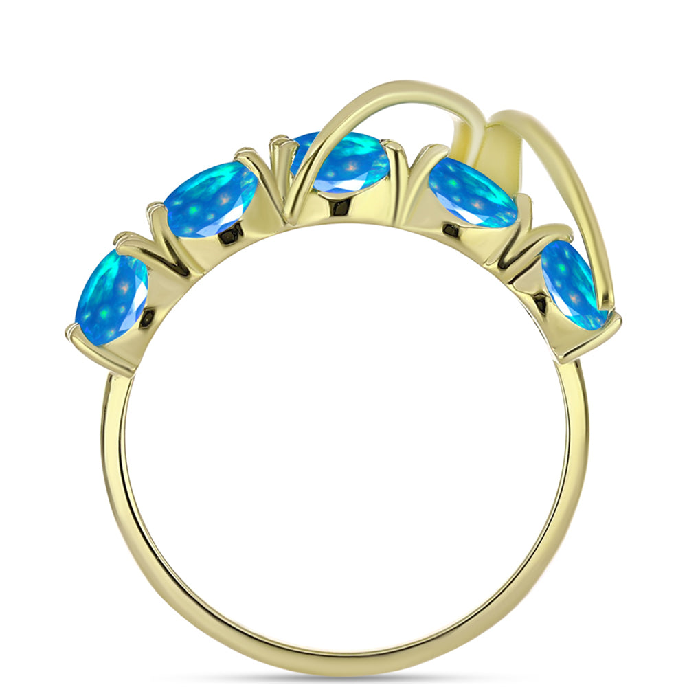 Inel din Argint 925 Placat cu Aur ( 3.32 grame ) cu Opal Etiopian ”Paradis” 1.83 Carate 2 