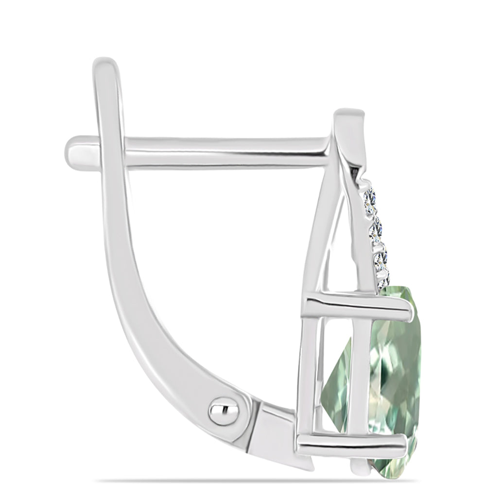 Cercei din Argint 925 ( 2.3 grame ) cu Ametist Verde și Topaz Alb 1.22 Carate 2 