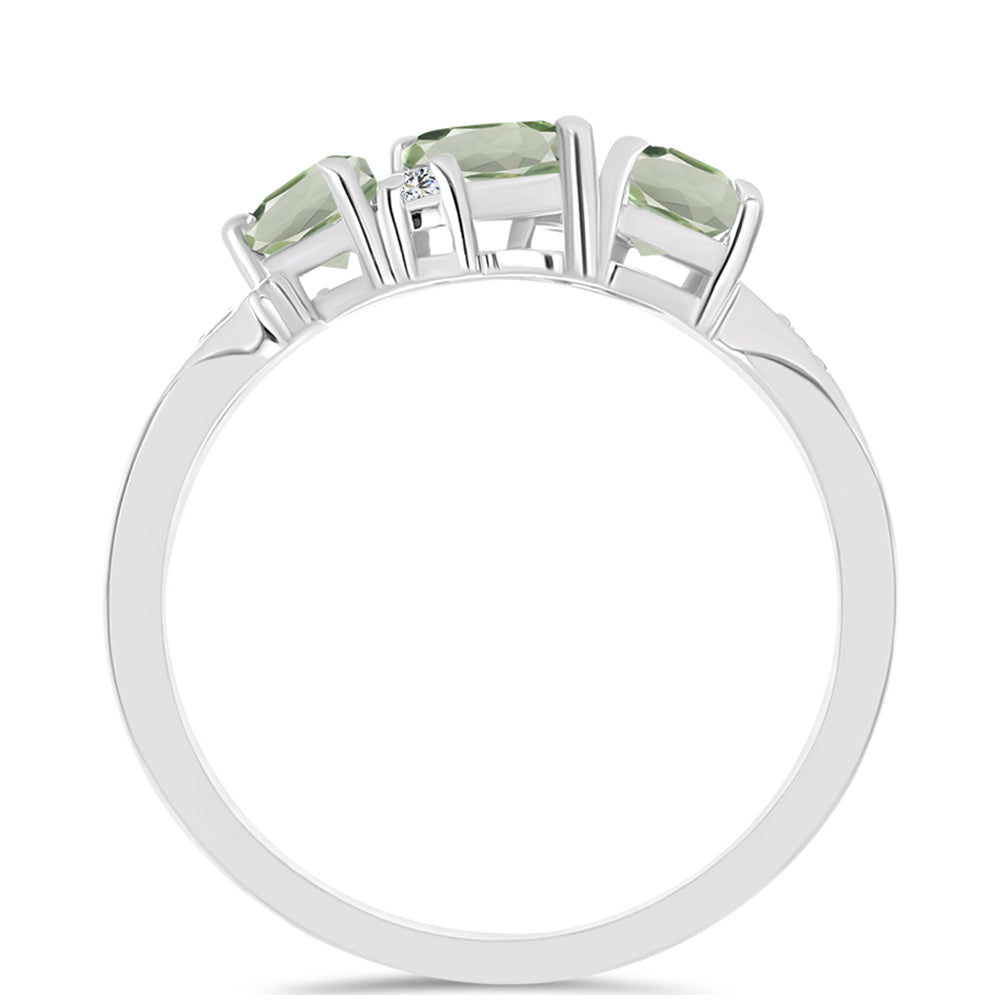 Inel din Argint 925 ( 2.93 grame ) cu Ametist Verde și Topaz Alb 1.44 Carate 2 