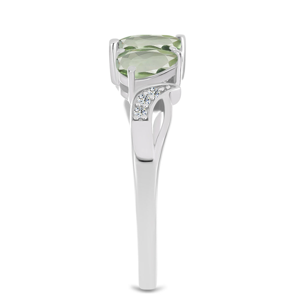 Inel din Argint 925 ( 2.93 grame ) cu Ametist Verde și Topaz Alb 1.44 Carate