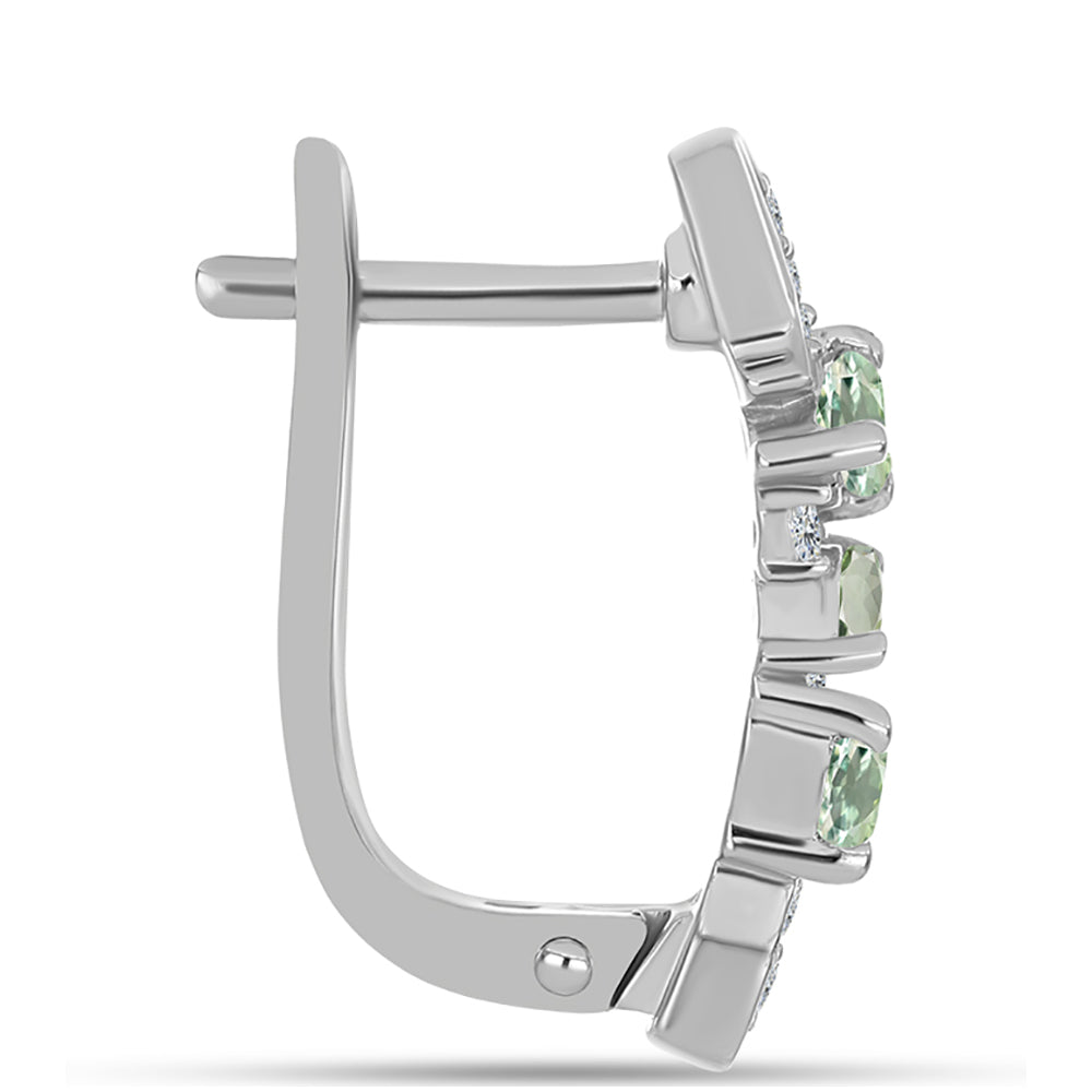 Cercei din Argint 925 ( 4.25 grame ) cu Ametist Verde și Topaz Alb 0.91 Carate 2 
