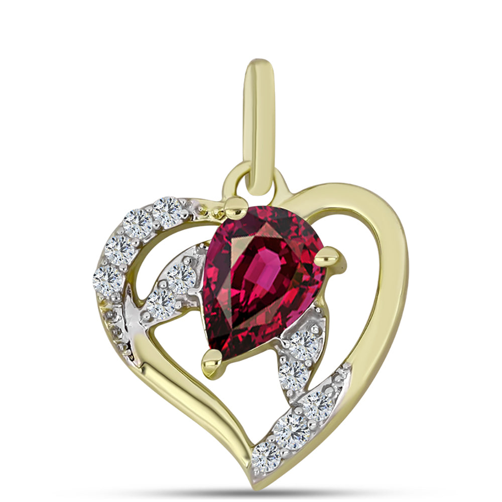 Pandantiv din Argint 925 Placat cu Aur ( 1.17 grame ) cu Granat Rodolit și Topaz Alb 0.84 Carate 1 