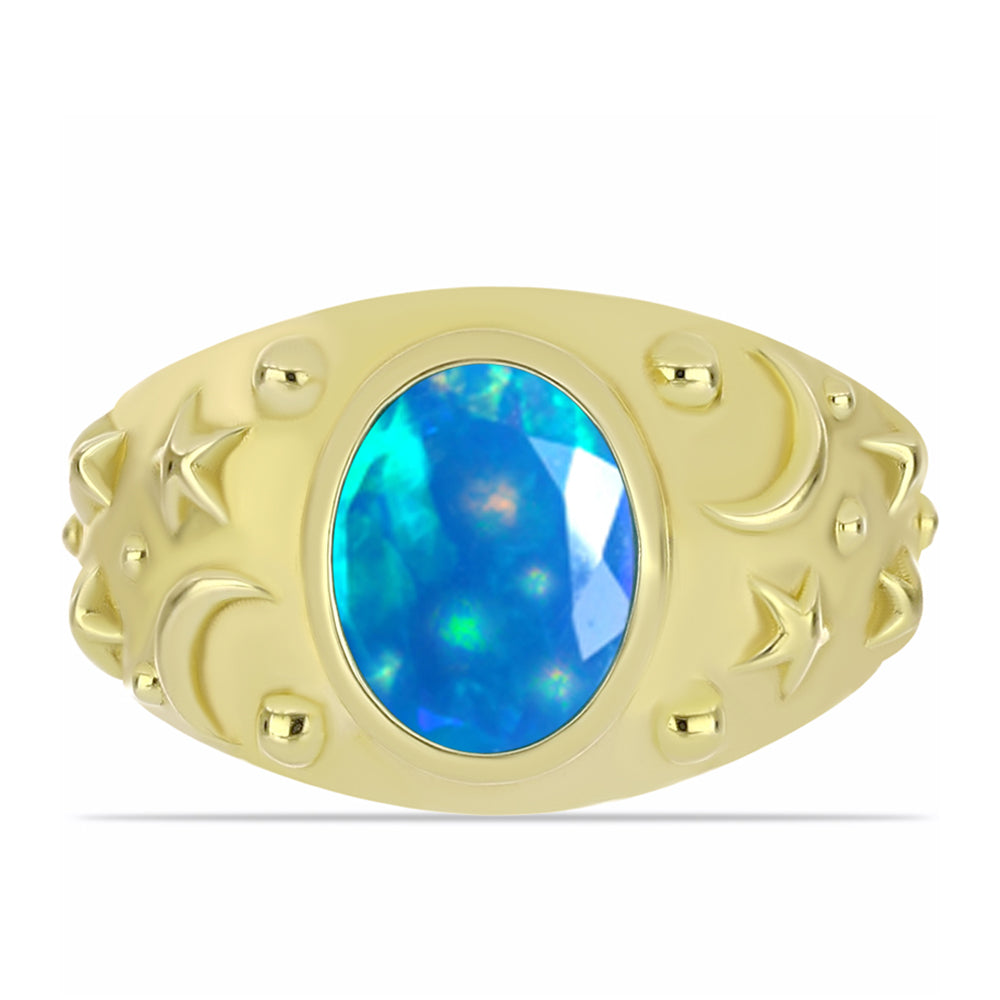Inel din Argint 925 Placat cu Aur ( 4.08 grame ) cu Opal Etiopian ”Paradis” 1.09 Carate 1 