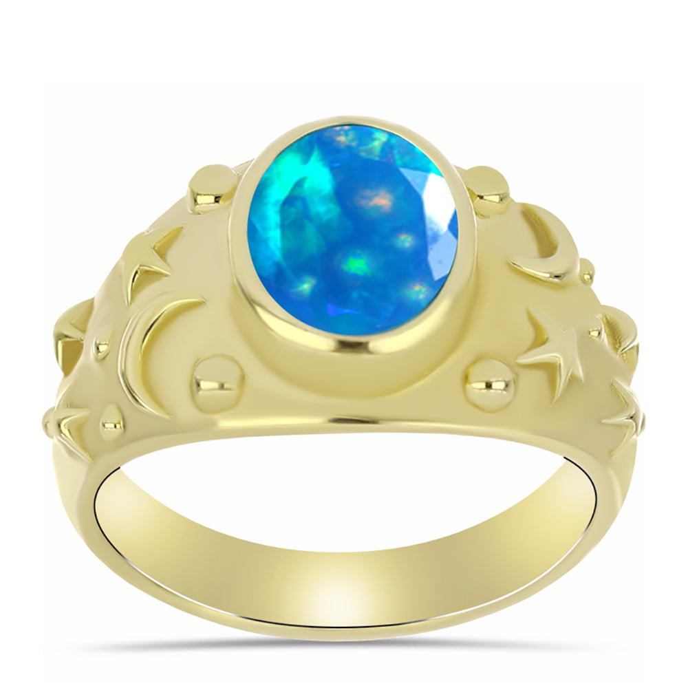 Inel din Argint 925 Placat cu Aur ( 4.08 grame ) cu Opal Etiopian ”Paradis” 1.09 Carate 3 