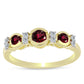 Inel din Argint 925 Placat cu Aur ( 1.92 grame ) cu Granat Rodolit și Topaz Alb 0.77 Carate