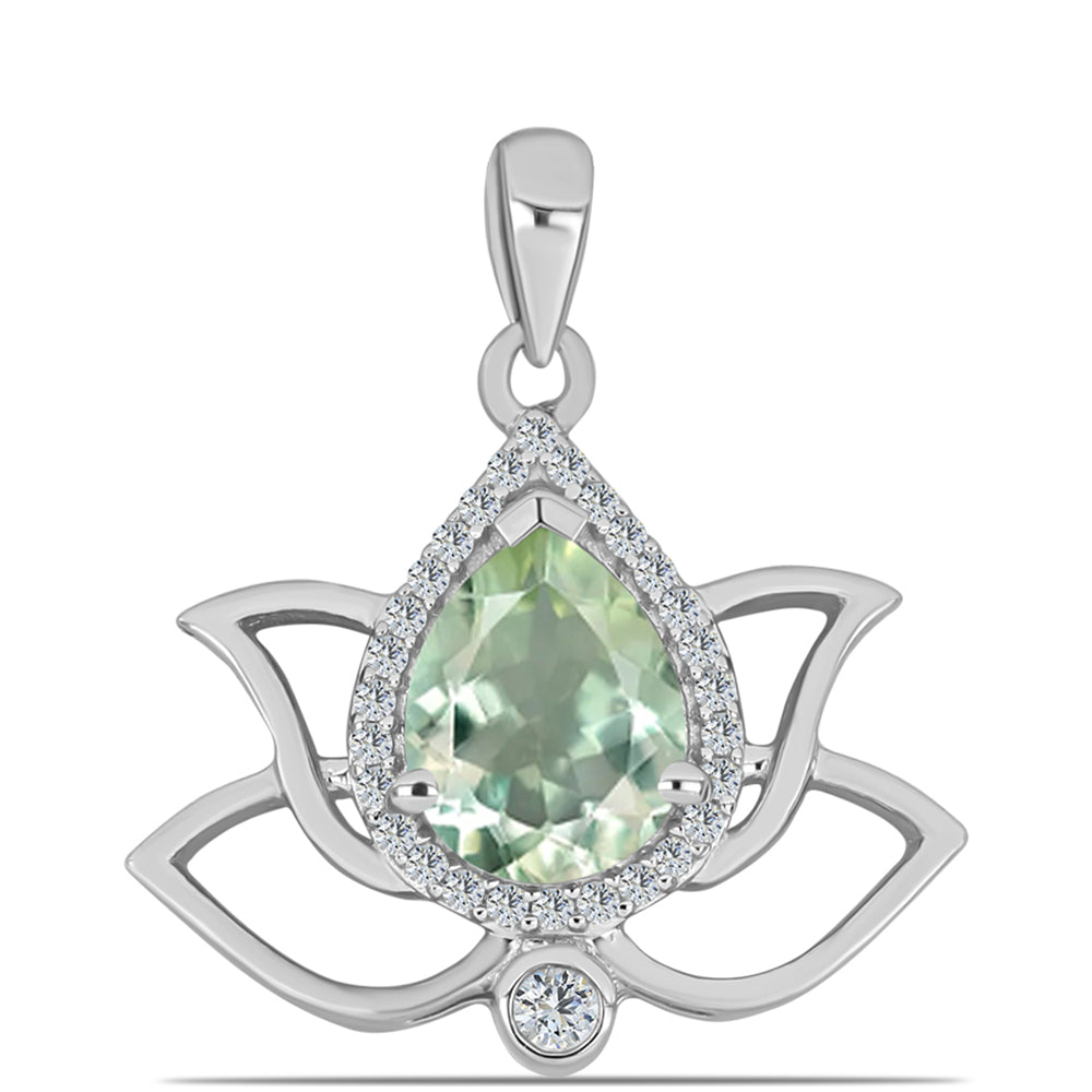 Pandantiv din Argint 925 ( 1.76 grame ) cu Ametist Verde și Topaz Alb 1.68 Carate 1 