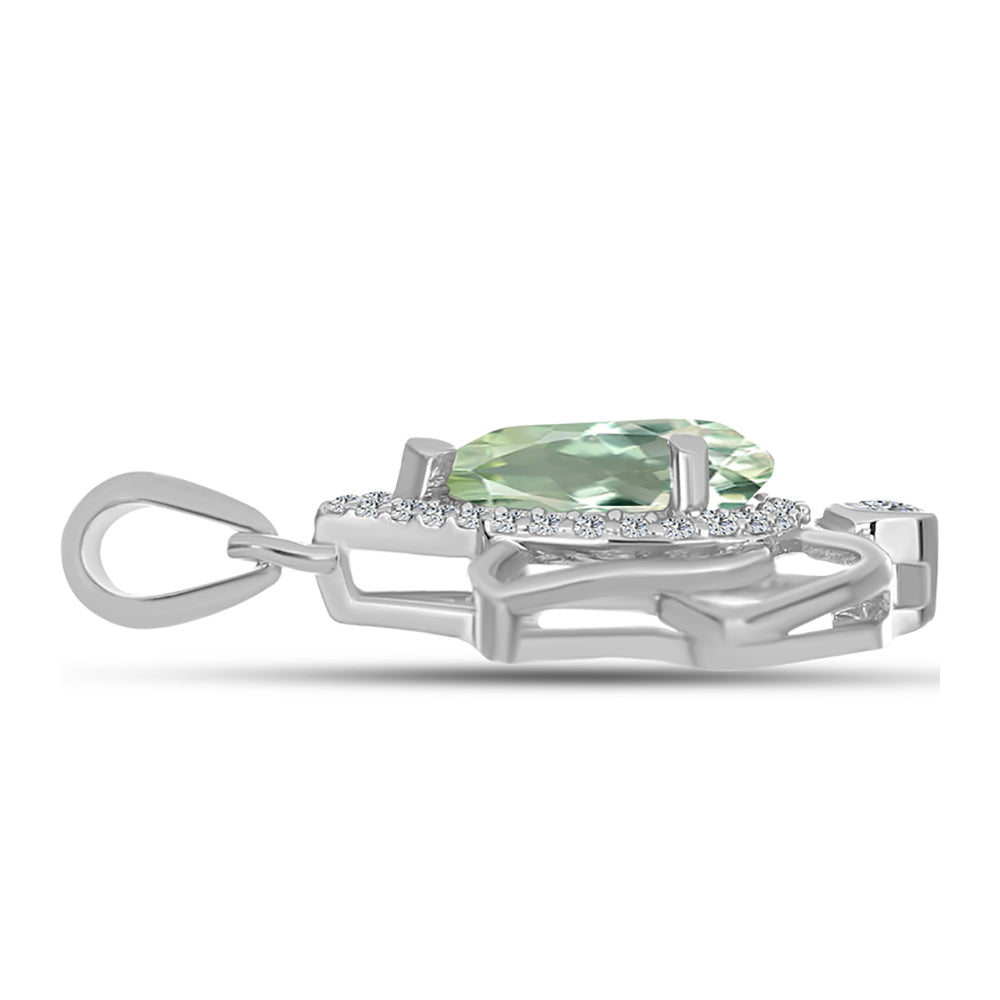 Pandantiv din Argint 925 ( 1.76 grame ) cu Ametist Verde și Topaz Alb 1.68 Carate 2 