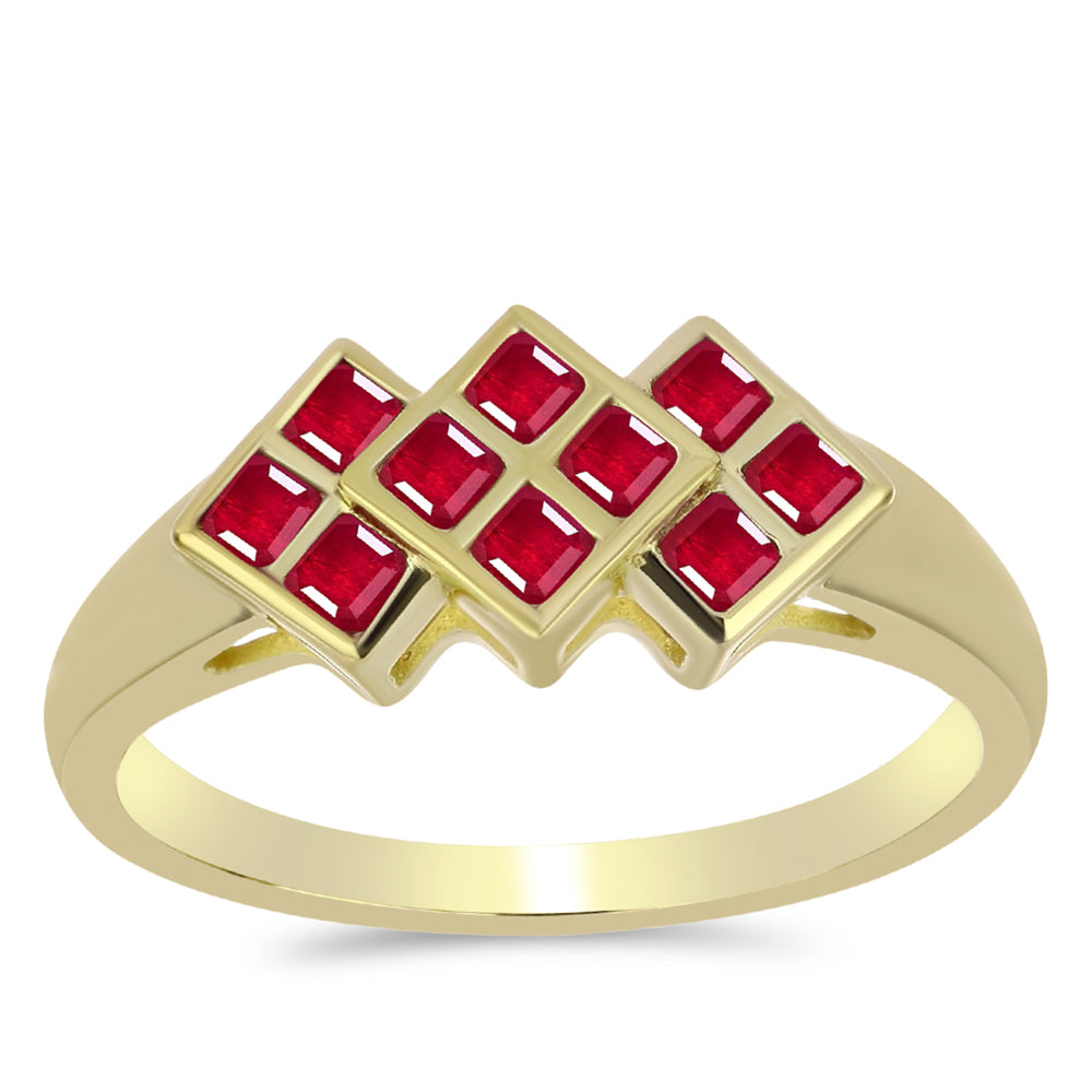 Inel din Argint 925 Placat cu Aur ( 2.96 grame ) cu Rubin Malagasy 0.84 Carate 3 