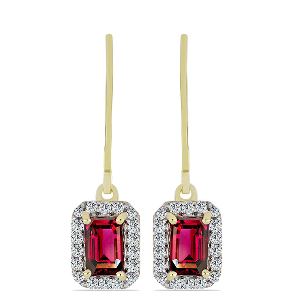 Cercei din Argint 925 Placat cu Aur ( 2.25 grame ) cu Granat Rodolit și Topaz Alb 1.88 Carate 1 