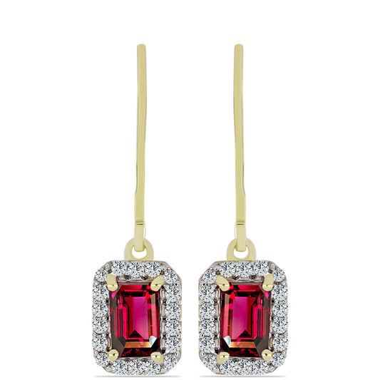 Cercei din Argint 925 Placat cu Aur ( 2.25 grame ) cu Granat Rodolit și Topaz Alb 1.88 Carate