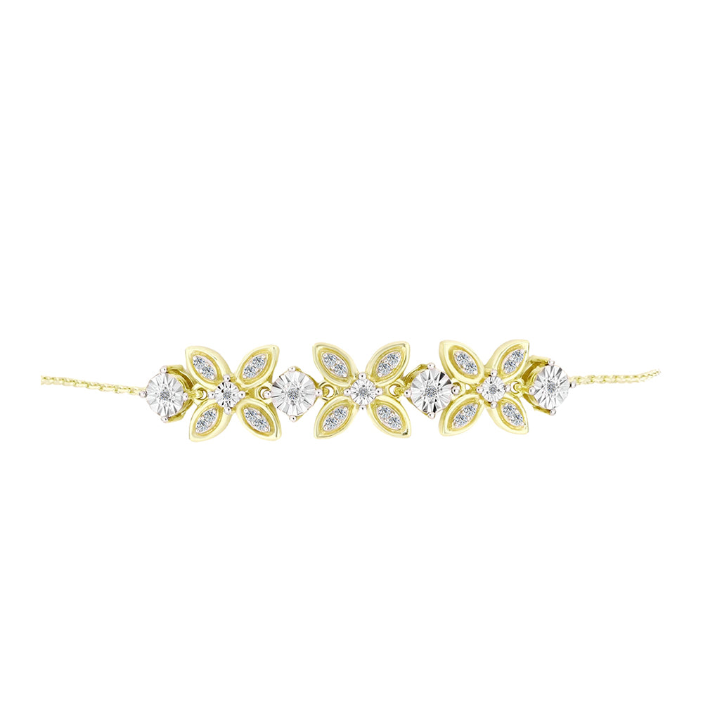 Brățară din Argint 925 Placat cu Aur ( 6.24 grame ) cu Diamant Alb și Topaz Alb 0.34 Carate 2 