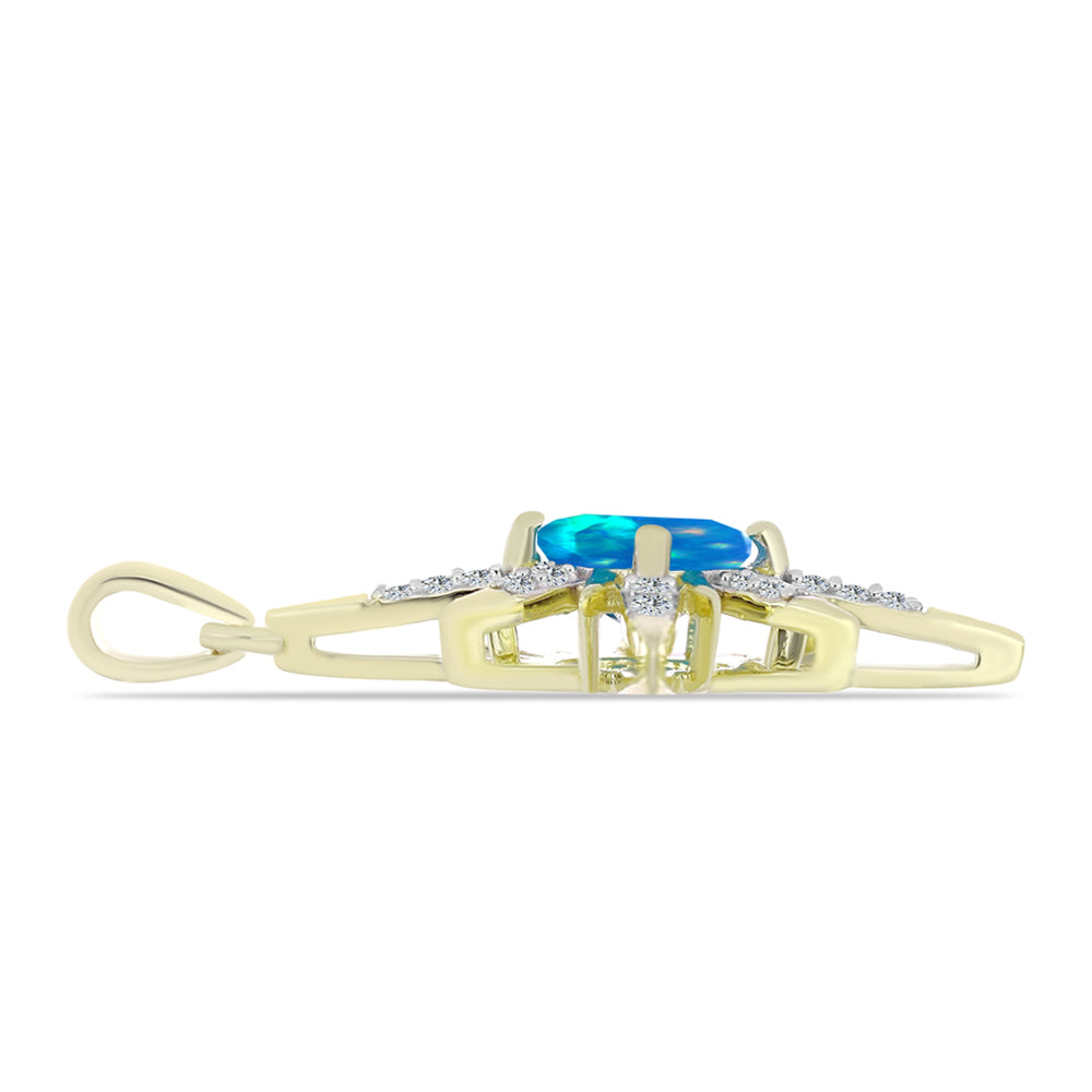 Pandantiv din Argint 925 Placat cu Aur ( 2.09 grame ) cu Opal Etiopian ”Paradis” și Topaz Alb 0.88 Carate 2 
