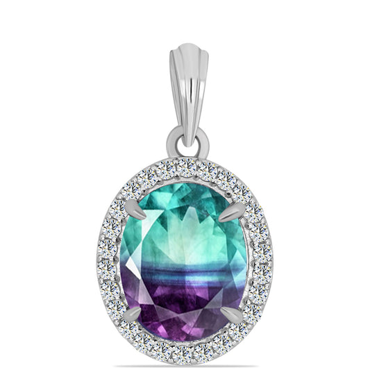 Pandantiv din Argint 925 ( 1.06 grame ) cu Fluorit Zebra și Topaz Alb 3.41 Carate