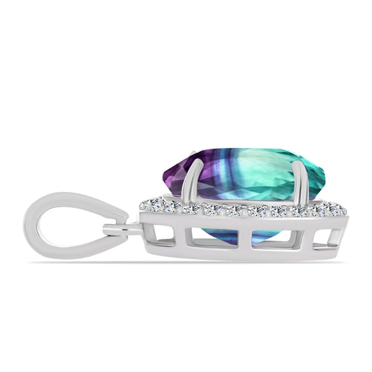 Pandantiv din Argint 925 ( 1.06 grame ) cu Fluorit Zebra și Topaz Alb 3.41 Carate